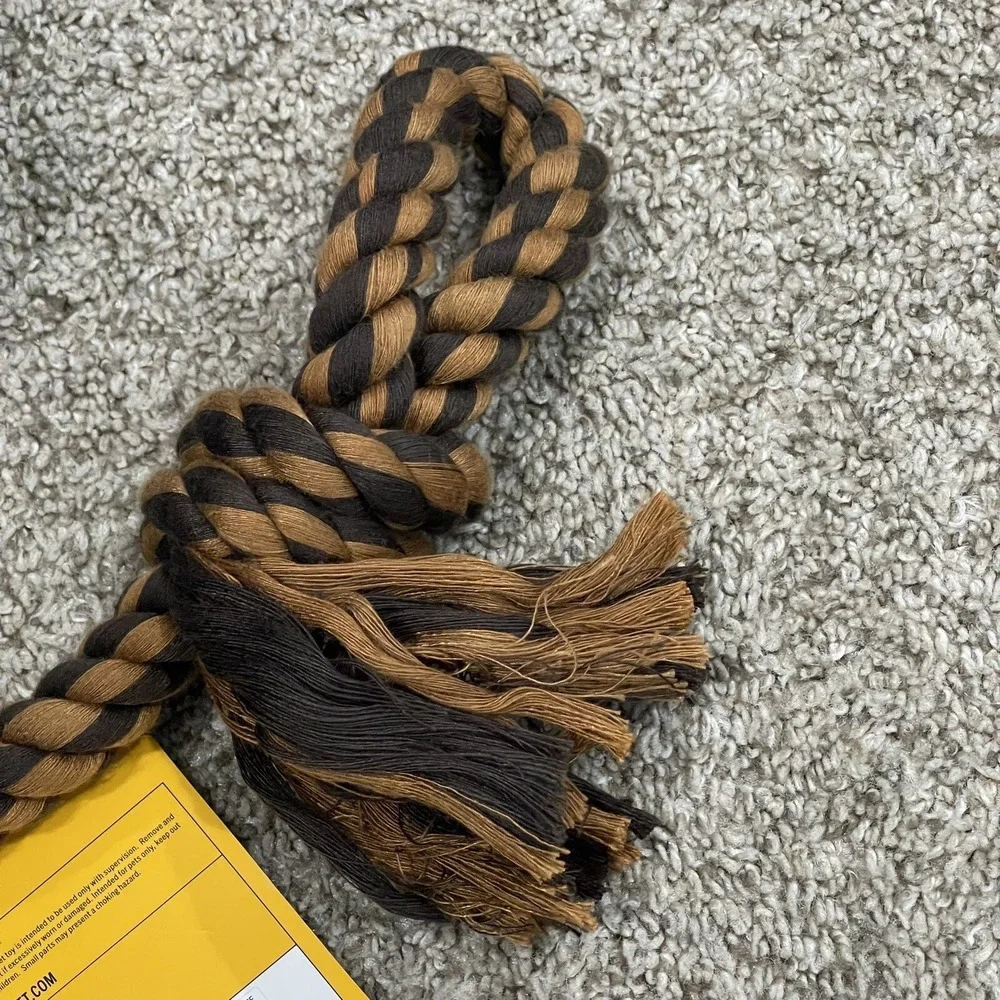 NEW Carhartt Dog Rope Pull Toy Durable Rubber Ball Tug Fetch Chew Brown PT0274